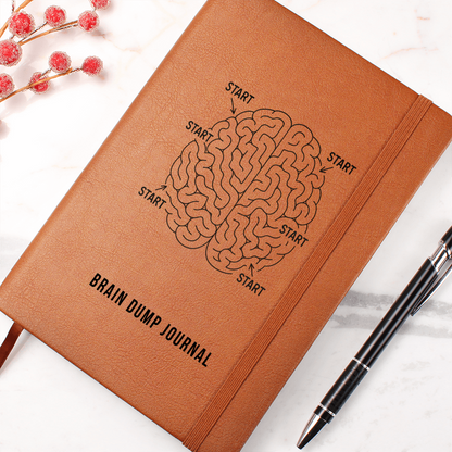 Brain Dump Journal – Faux Leather Productivity Notebook for Mental Clarity & Focus
