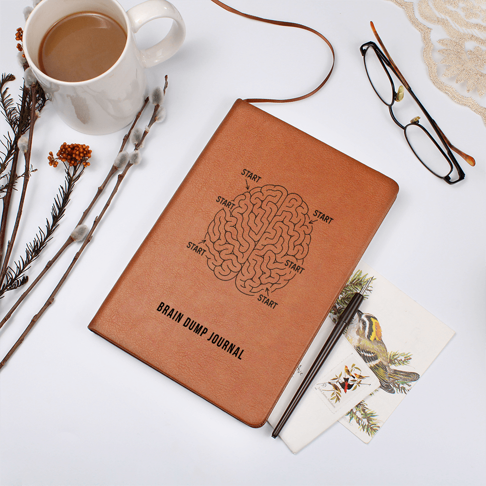 Brain Dump Journal – Faux Leather Productivity Notebook for Mental Clarity & Focus
