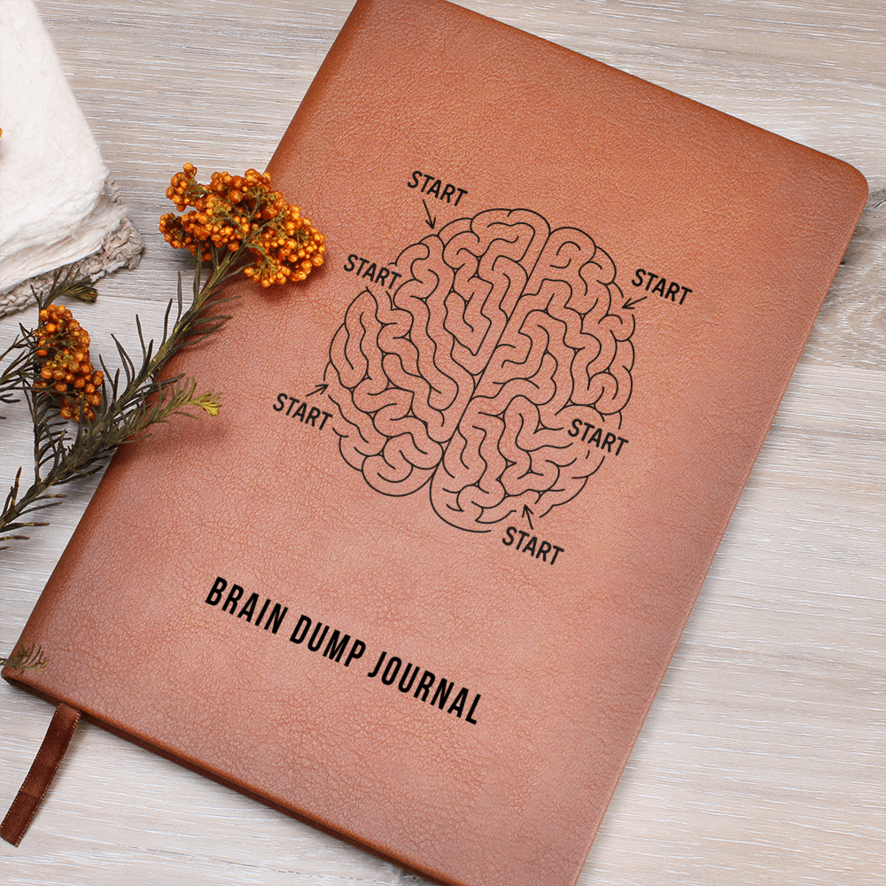 Brain Dump Journal – Faux Leather Productivity Notebook for Mental Clarity & Focus