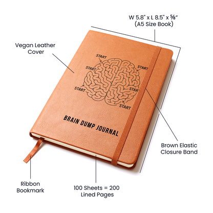 Brain Dump Journal – Faux Leather Productivity Notebook for Mental Clarity & Focus